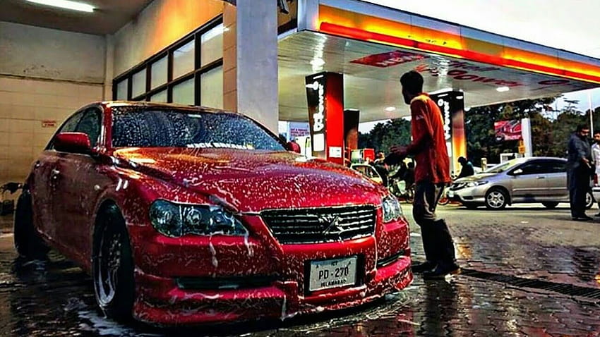 Toyota Mark X rosso modificato Sfondo HD