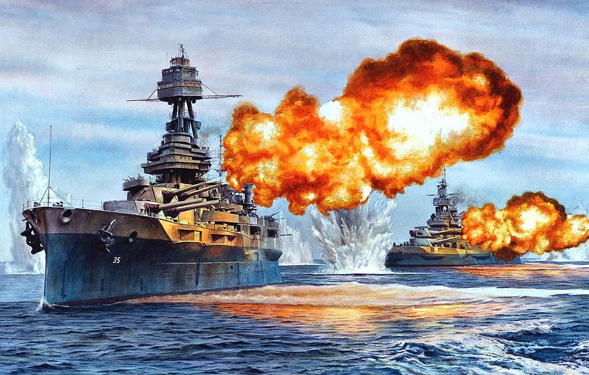ship, art, Navy, the battle, American, military, battleship, Texas, USS, battleship, WW2 for , section оружие, WW2 Ships HD wallpaper