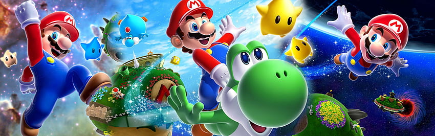 Super Mario Galaxy and Background, Nintendo Dual Screen HD wallpaper