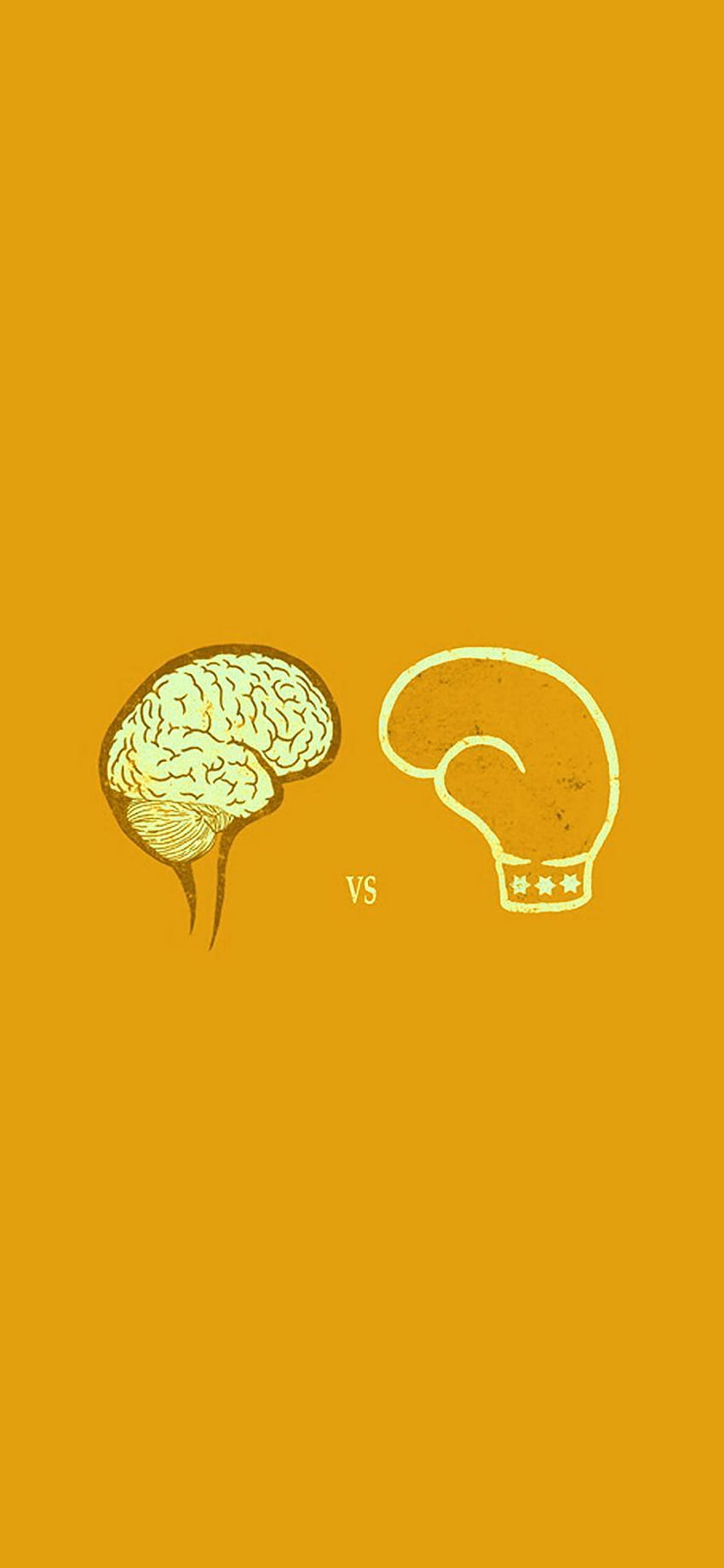 iPhone X : brain vs boxing illust gold minimal art HD phone wallpaper