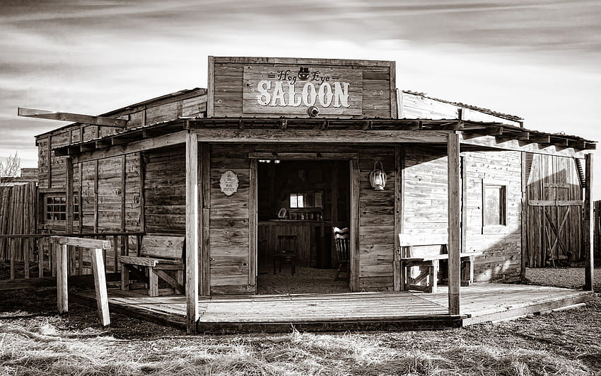 Saloon Bar Wild West Sepia american retro world history drinks architecture buildings black white bw . HD wallpaper