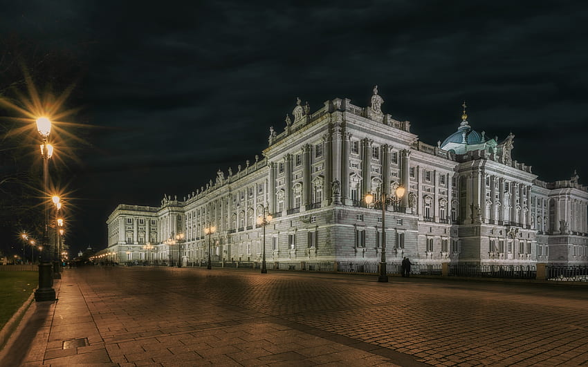 Royal Palace of Madrid, , nightscapes, spanish cities, Spain, Madrid, Europe, Madrid at night for with resolution . High Quality HD wallpaper