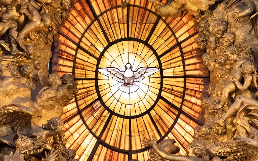 Roh Kudus, merpati, Vatikan, kaca patri, altar, basilika Wallpaper HD