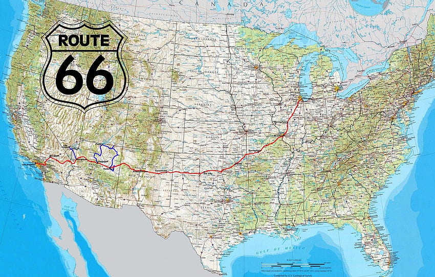 USA, road, Map, Route 66, highway, , North, North America Map HD wallpaper