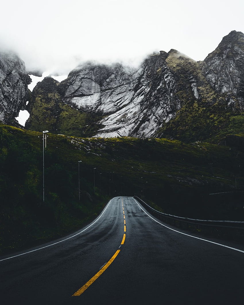 asphalt road leading to mountains – Mountain, Hilly Road HD phone wallpaper