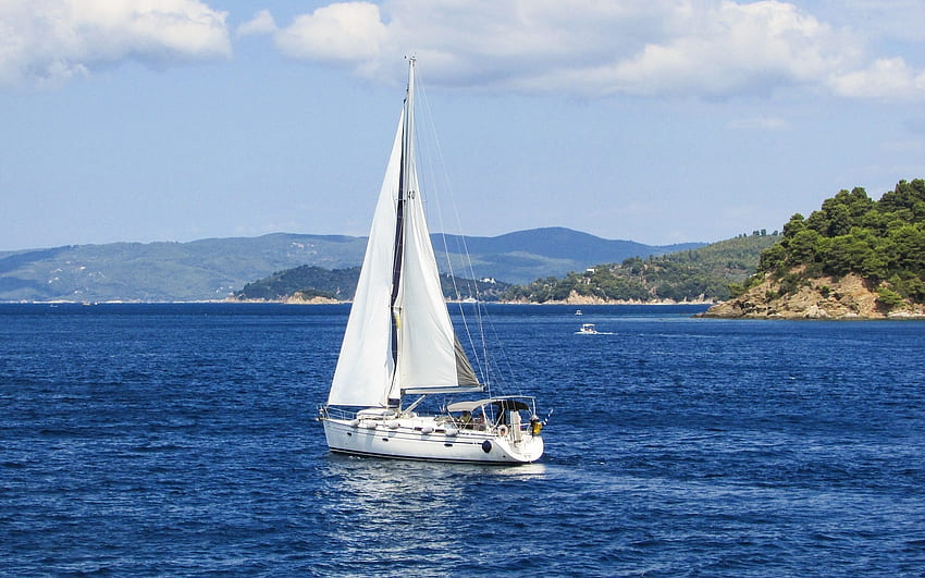 Yacht in Skiathos, Griechenland, Meer, Yacht, Segelboot, Griechenland HD-Hintergrundbild