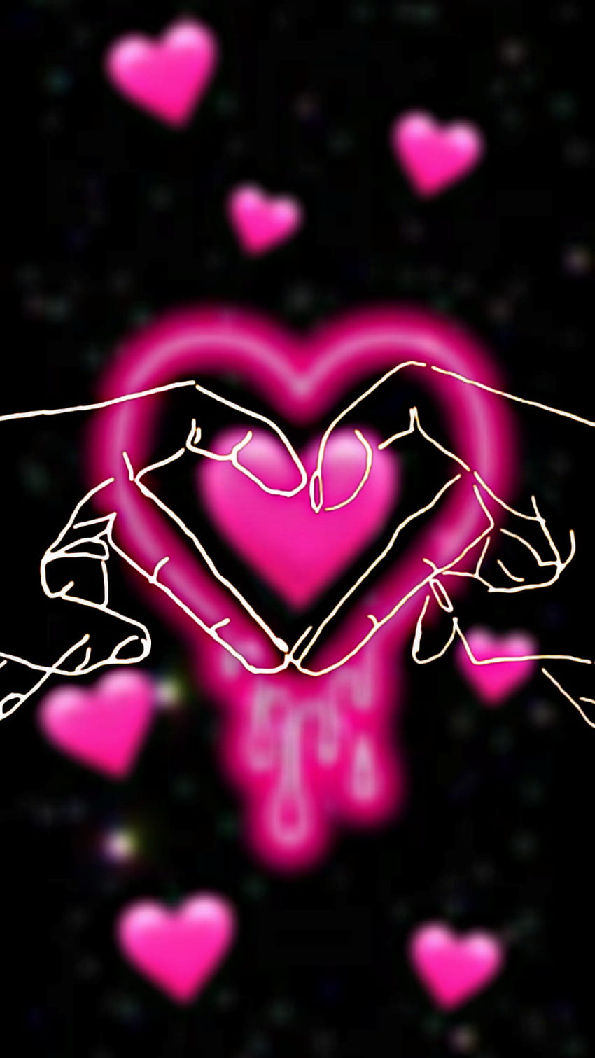 Blurry Dripping Heart, pink, hand HD phone wallpaper