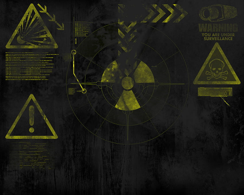 Radioaktywne, ciemne, uwaga, eksplozja, znak zagrożenia, ostrzeżenie, znak, fajne, niebezpieczeństwo Tapeta HD
