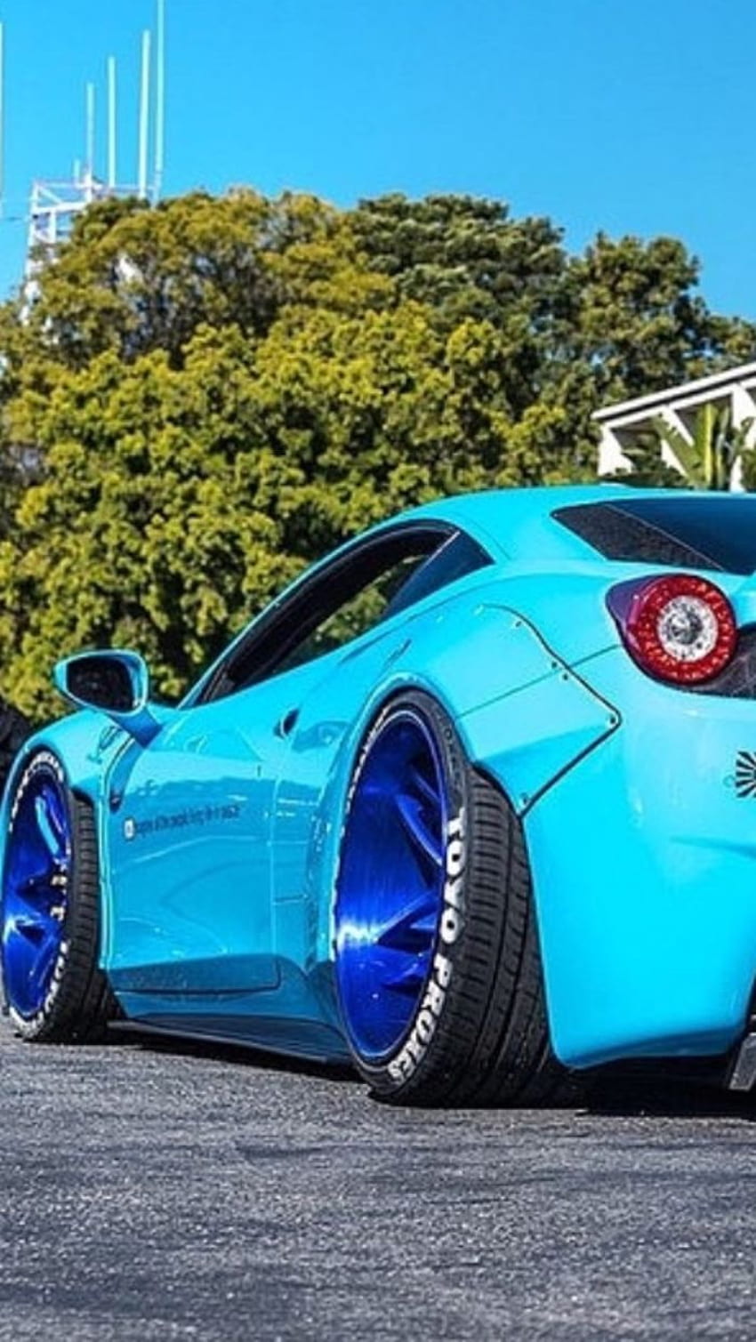 สีฟ้าสดใส Ferrari 458 Liberty Walk โทรศัพท์ Ferrari สีฟ้า วอลล์เปเปอร์โทรศัพท์ HD