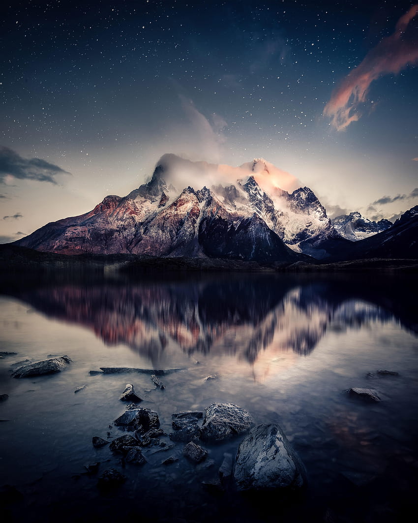 Natur, Steine, Himmel, Berge, See, Spiegelung HD-Handy-Hintergrundbild