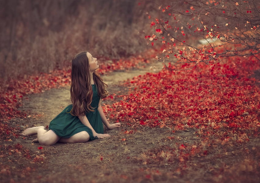 * Autumn memories *, leaves, alone, autumn, road, nature, girl, tree ...