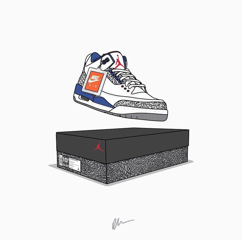 Air Jordan III Azul verdadero. Ilustración de zapatillas, Arte de zapatillas, Jordan 3 fondo de pantalla