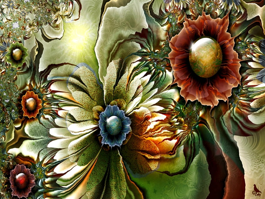 bunga, tekstur, digital, warna Wallpaper HD