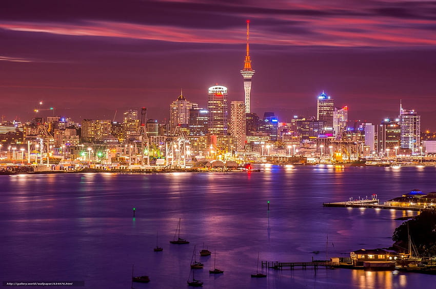 Auckland, New Zealand, city, night in the resolution HD wallpaper