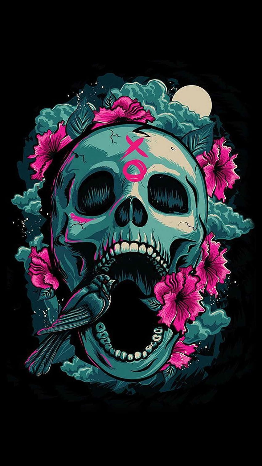 Flower Skull, Skull Art, Sugar Skulls HD phone wallpaper