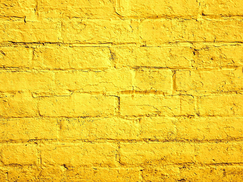 イエロー ゴールド ゴールデン - 塗られた黄色のレンガの壁 高画質の壁紙