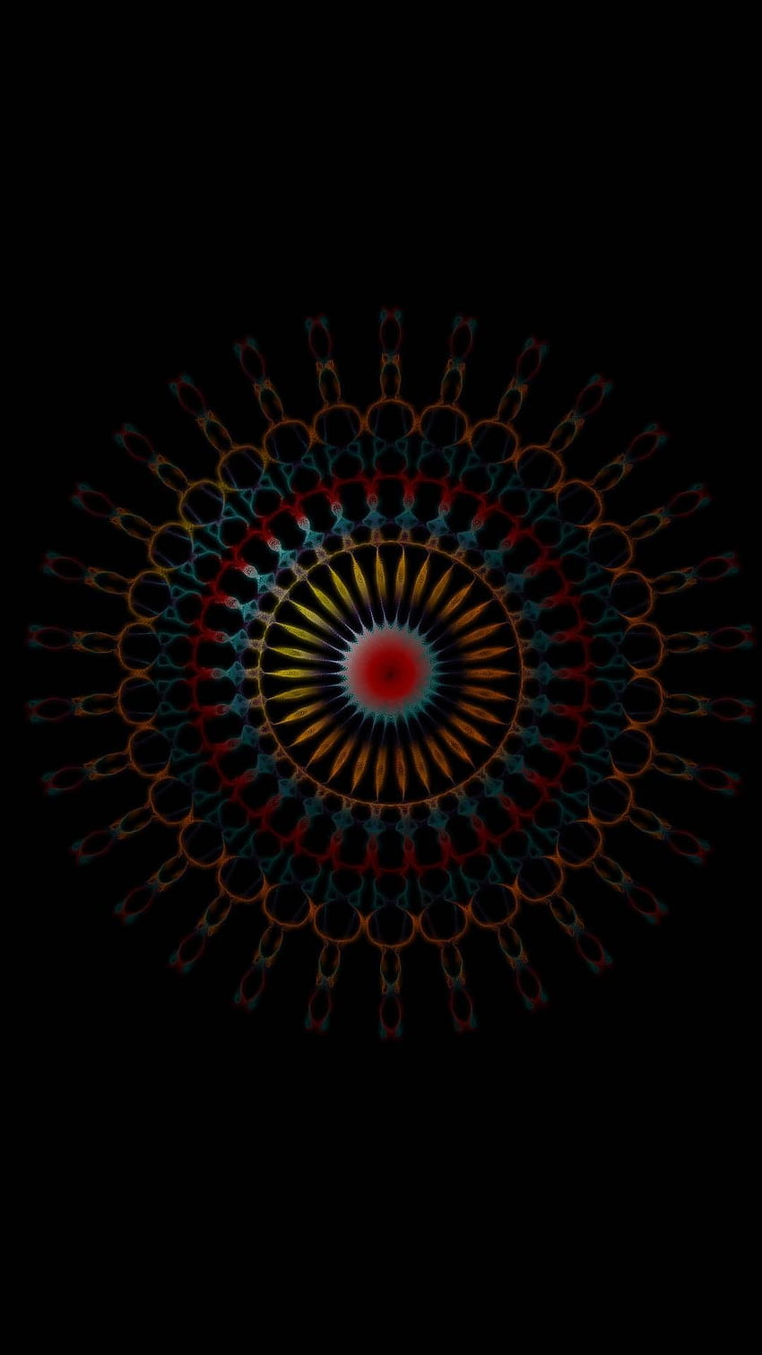 iPhone . Art fractal, Cercle, Modèle, Symétrie, Kaléidoscope, Ténèbres Fond d'écran de téléphone HD
