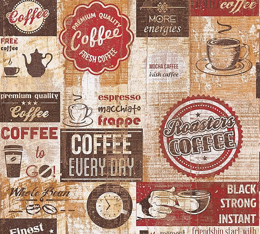 Coffee Kitchen Vintage Red Brown 33480 1 HD wallpaper