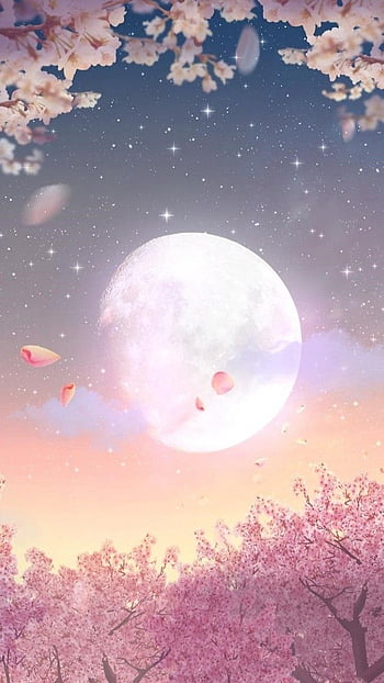 Sakura Moon: Xuyên suốt màn đêm trăng tròn, hàng tràng hoa anh đào thắm đỏ nhuốm đất trời. Hãy bấm vào hình ảnh để khám phá cảnh sắc thiên nhiên độc đáo và lãng mạn, khi trăng và hoa anh đào cùng tỏa sáng.