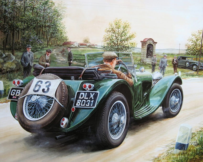 Rallying 1950's Style, Painting, Rally, English, MG HD wallpaper