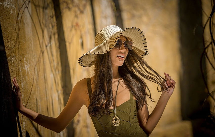 hair, hat, beauty, Gianna Dior for HD wallpaper