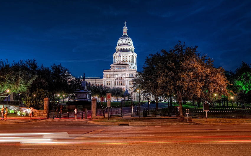 Städte, Nacht, Gebäude, Straße, Zeiger, Texas, Austin HD-Hintergrundbild