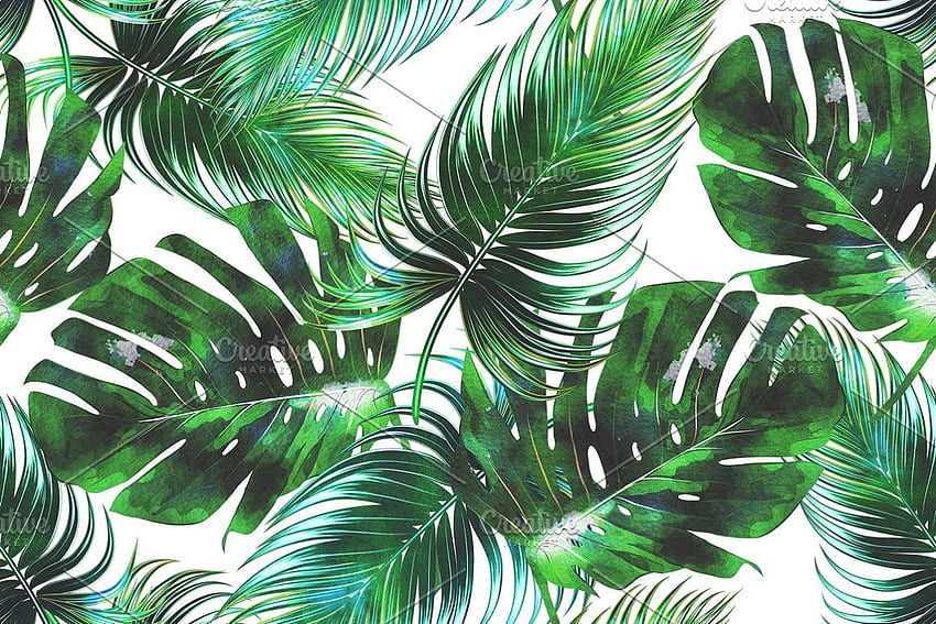 Watercolor tropical leaves pattern. Tropical leaves pattern, Leaf background, Leaf, Tropical Art HD wallpaper
