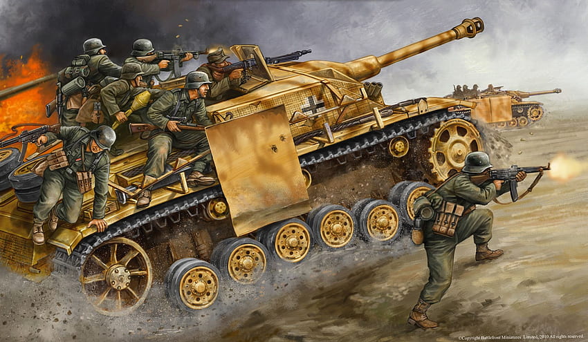 война, оръдия, танкове, Битка, пехота, Втората световна война, Вермахт, WW2 Art HD тапет