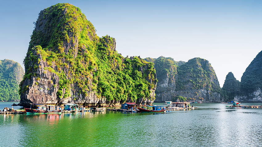 Vietnam Halong Bay Rock Nature Cove Marinas HD wallpaper