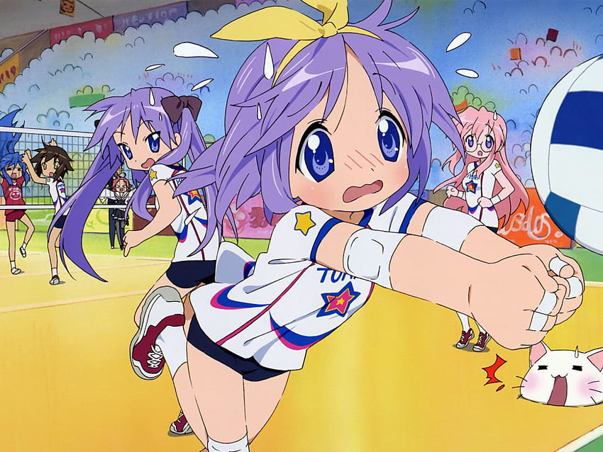 ball hiiragi kagami hiiragi tsukasa izumi konata kogami akira kusakabe misao lucky star sport takara miyuki volleyball - Anime HD wallpaper