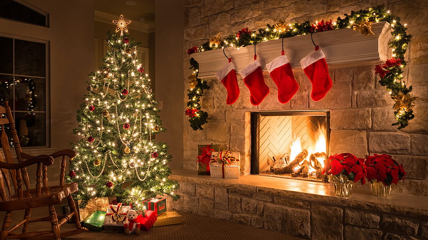 History of Christmas Trees, Christmas Interior HD wallpaper