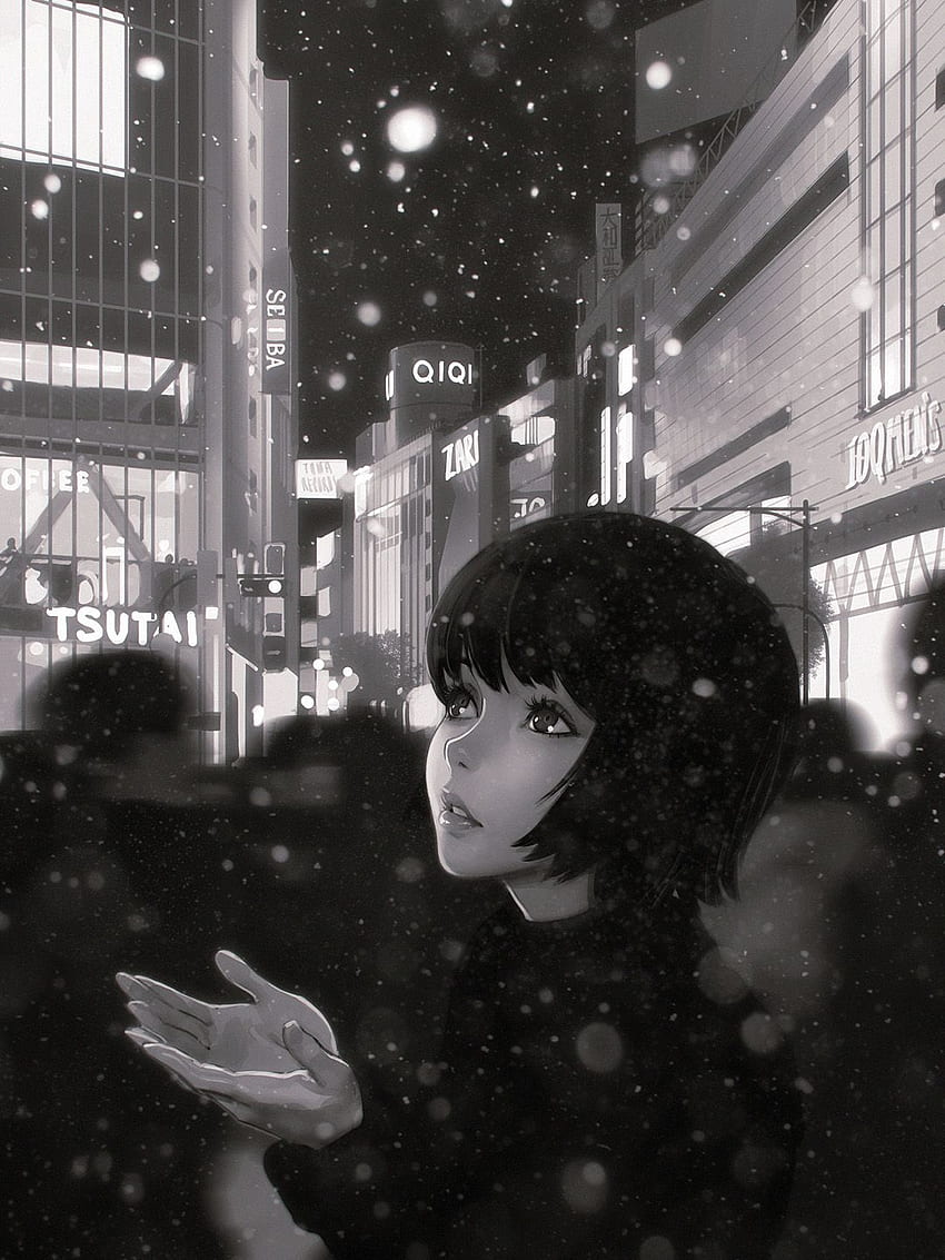 Сняг от Kuvshinov Ilya Digital Painting Illustration Tokyo HD тапет за телефон