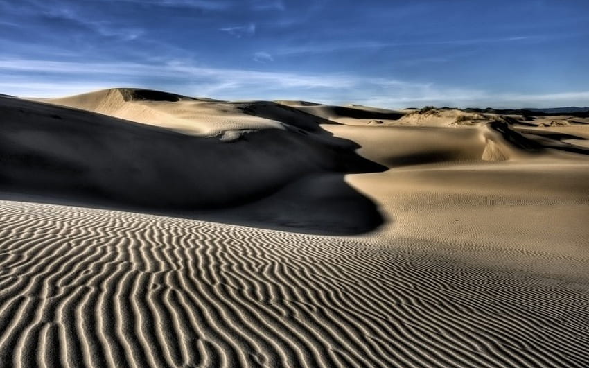 砂丘の波紋、砂漠、空、砂丘、波紋 高画質の壁紙