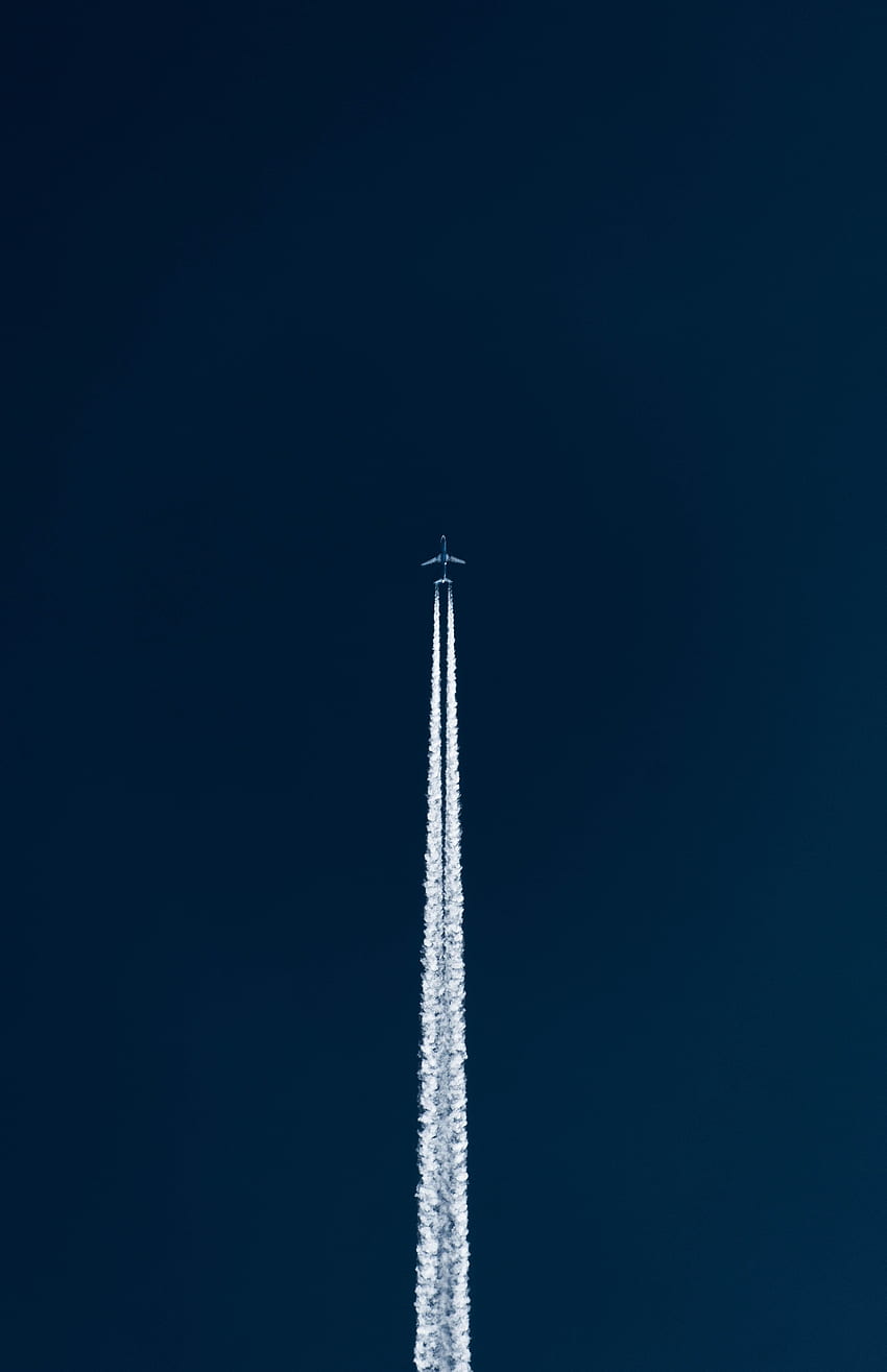 Sky, Minimalism, Flight, Plane, Airplane, Track, Takeoff, Trace HD phone wallpaper