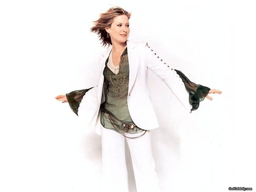 Dido Armstrong, nice white dress, green blouse, pretty, singer, female HD wallpaper