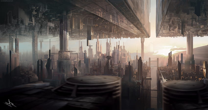 Monde à l'envers, science-fiction, deux dimensions, résolution de la ville futuriste: Wallpx, paysage urbain futuriste abstrait Fond d'écran HD