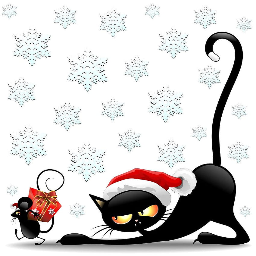 Dibujos animados de gatos - Divertidos dibujos animados de gatos de Navidad fondo de pantalla del teléfono