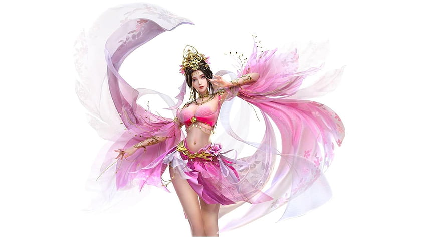 Dancing Queen, art, fantasy, dancer, veills, girl, woman, , digital, pink, pretty HD wallpaper