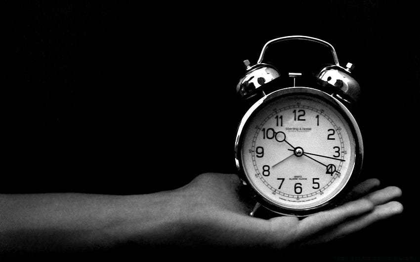 Old Clock Black And White HD wallpaper