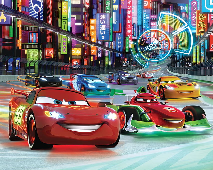 จิตรกรรมฝาผนังรถสปอร์ตความละเอียดสูง Disney Cars Neon วอลล์เปเปอร์ HD