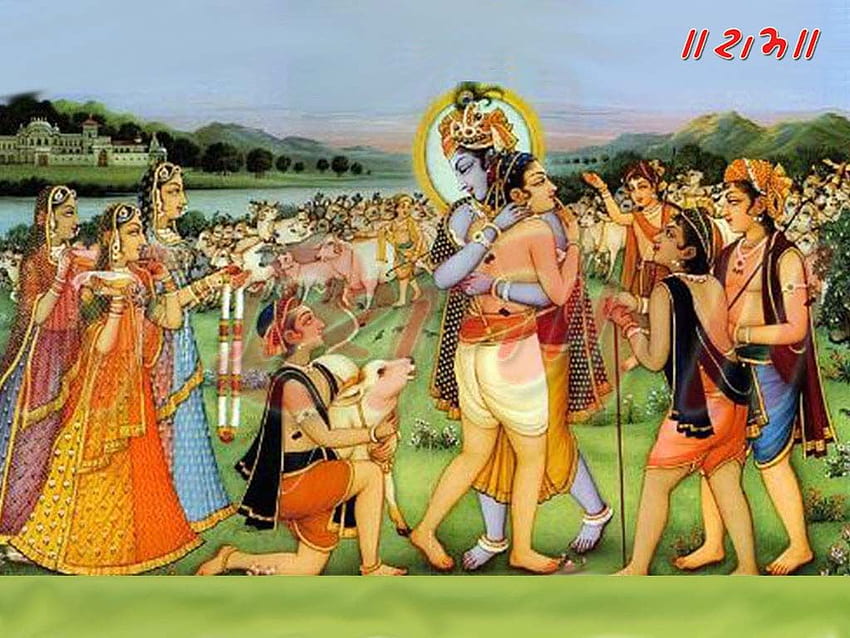 Krishna Sudama. God and - Sri Krishna , Krishna Leela HD wallpaper