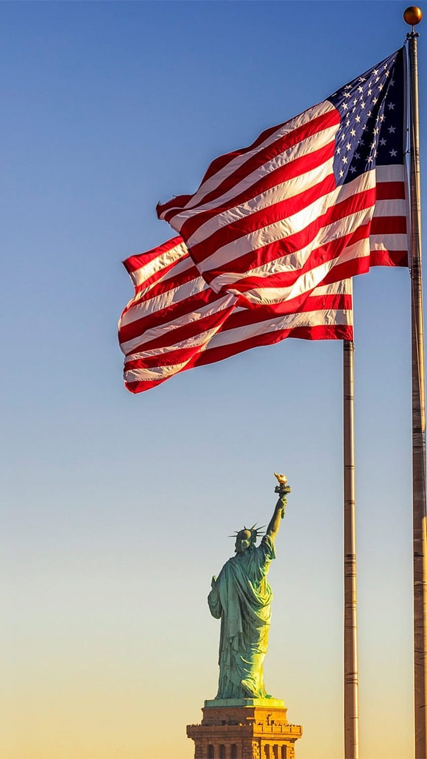 Dzień Pamięci 2022, Statua Wolności, Flaga USA Tapeta na telefon HD
