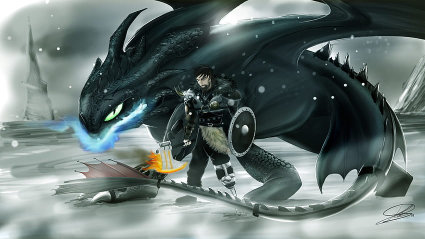 Dragon, hiccup, How to Train Your Dragon, warrior, art HD wallpaper