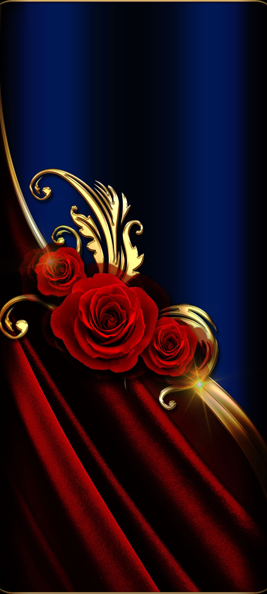 Rose de soie rouge, rose thé hybride, magenta, bleu, métal, luxe Fond d'écran de téléphone HD