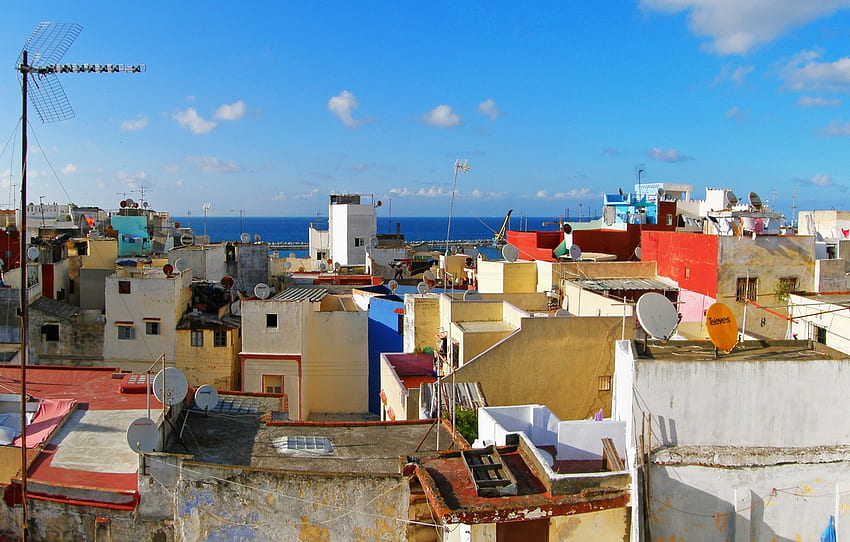 Home, Roof, Morocco, Morocco, Tangier, Tangier, Strait of Gibraltar, The Strait of Gibraltar for , section город - HD wallpaper