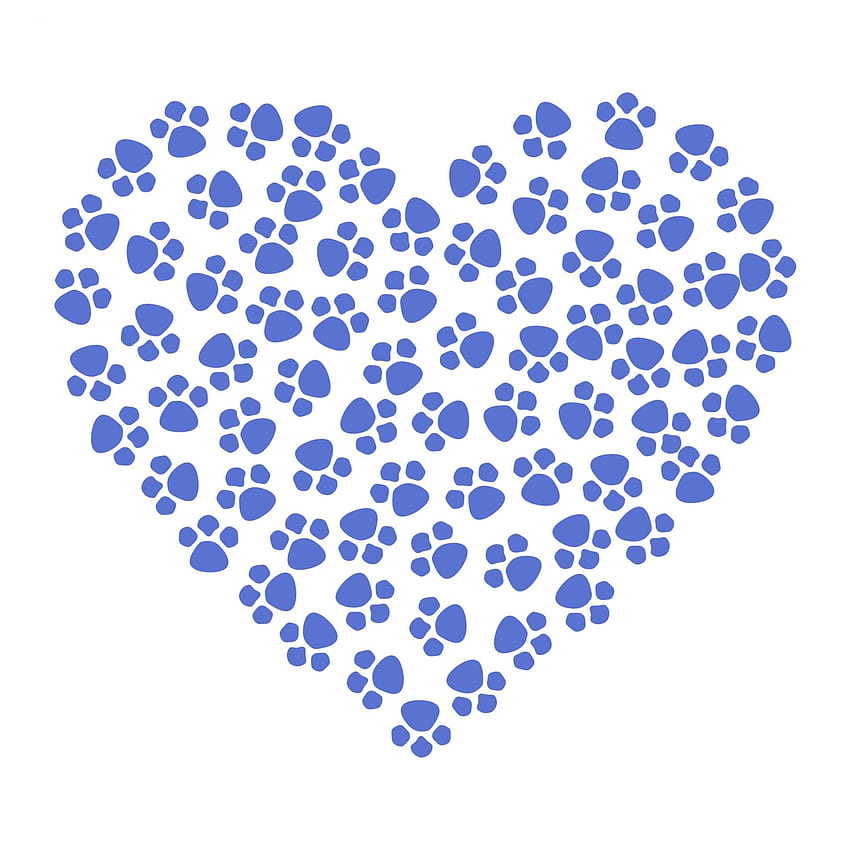 Paw Prints Heart Blue Stock - Public Domain, Cat Paw Print HD phone wallpaper