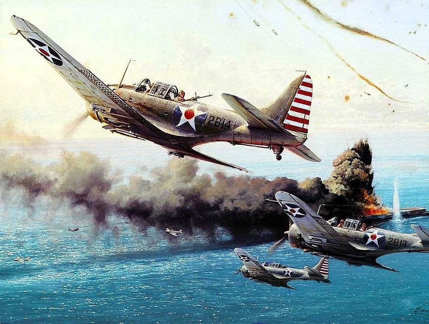 ii wojna światowa samolot mcdonnell douglas dauntless nurkujący bombowiec pacyfiku samoloty wojskowe Tapeta HD