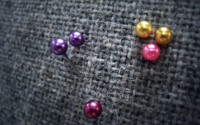 Needle, Macro, Multicolored, Motley, Beads, Cloth HD wallpaper