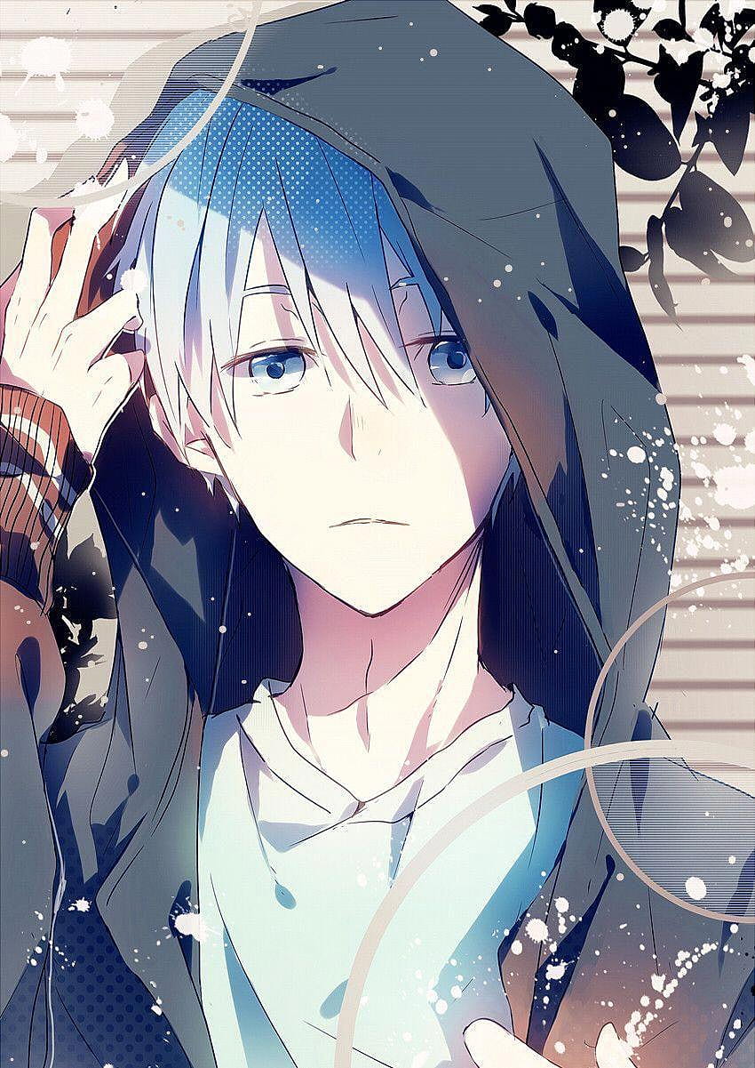 cool anime boy blue hair 4K by Subarusama