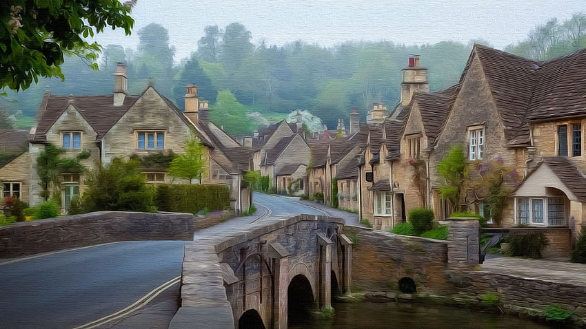 Cotswold Village, Regno Unito - Fine olio su tela Ultra, Cotswolds Sfondo HD